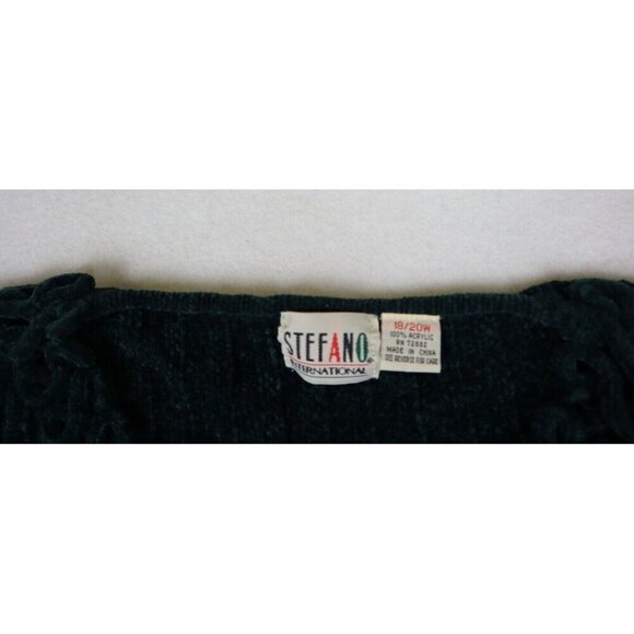 STEFANO - VINTAGE 90s WOMEN'S GREEN SOFT CHENILLE PULLOVER TUNIC SWEATER - 18/20 - Picture 5 of 8